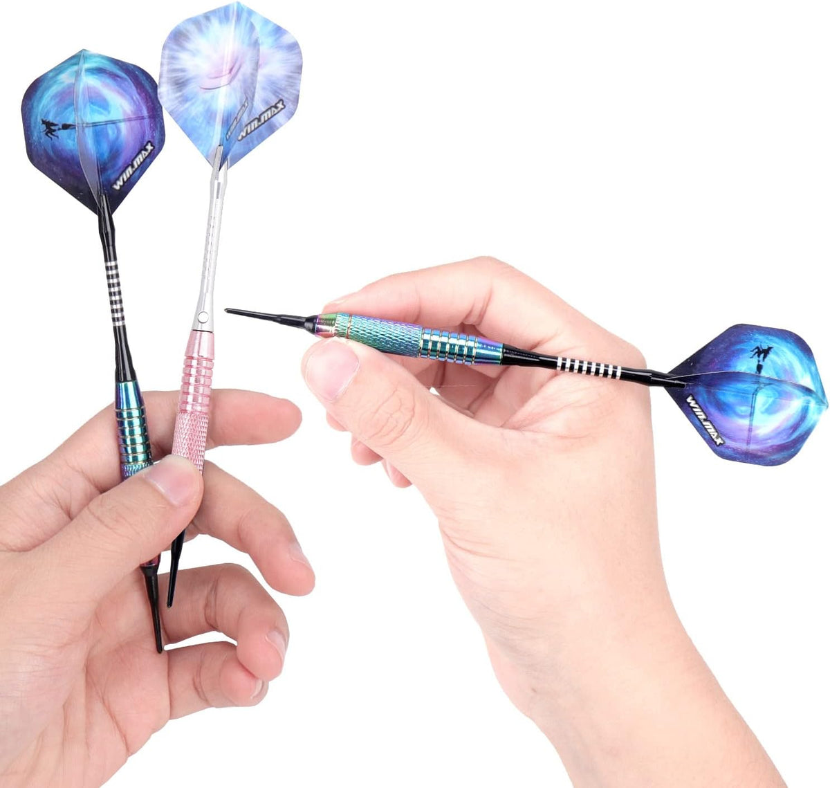 WIN.MAX Darts Punta de plástico 12 unidades Dardos de punta blanda para tablero electrónico de dardos