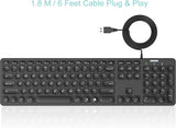 Arteck - Teclado retroiluminado USB con cable de tamaño completo co...