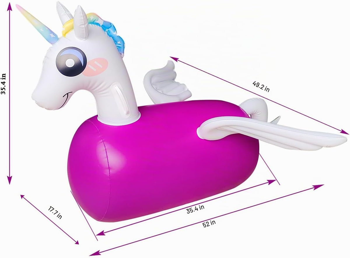 ZHUYNXIR - Juguete inflable de unicornio inflable para niños a partir de 3 años, equipo de juego de salto para interiores y exteriores con mango y alas, divertido caballo animoso de actividad física