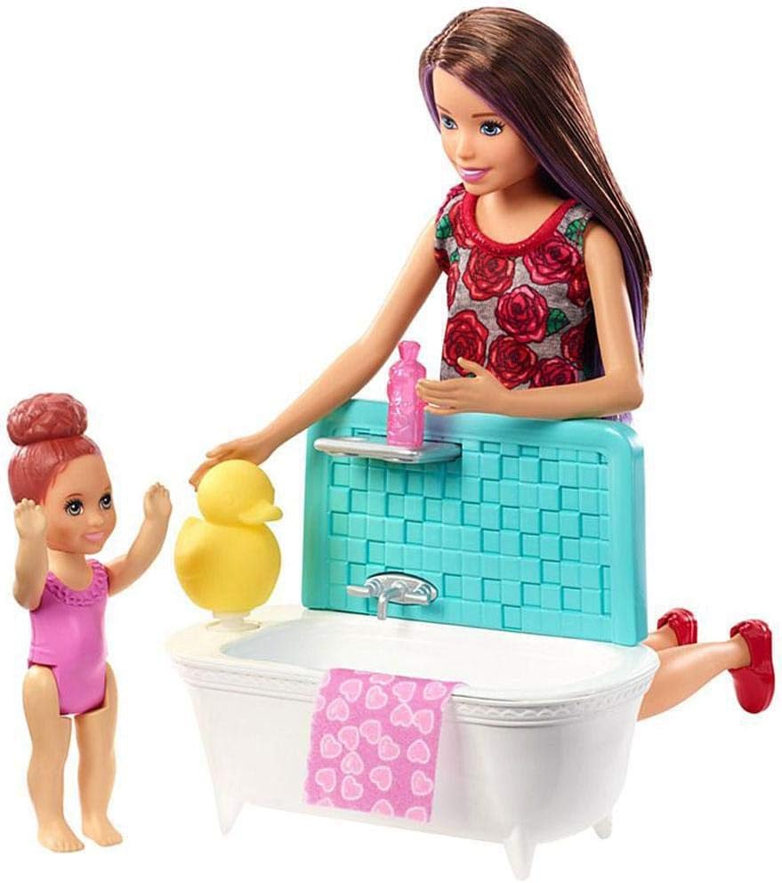 Barbie Skipper Babysitters Inc. Set de Juguetes de Baño, Morena
