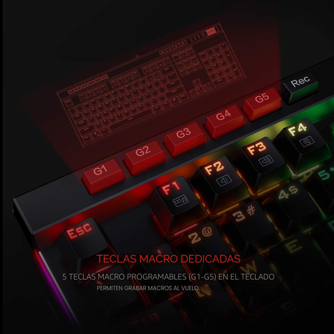 Redragon K580 VATA RGB LED - Teclado mecánico para juegos con retro...