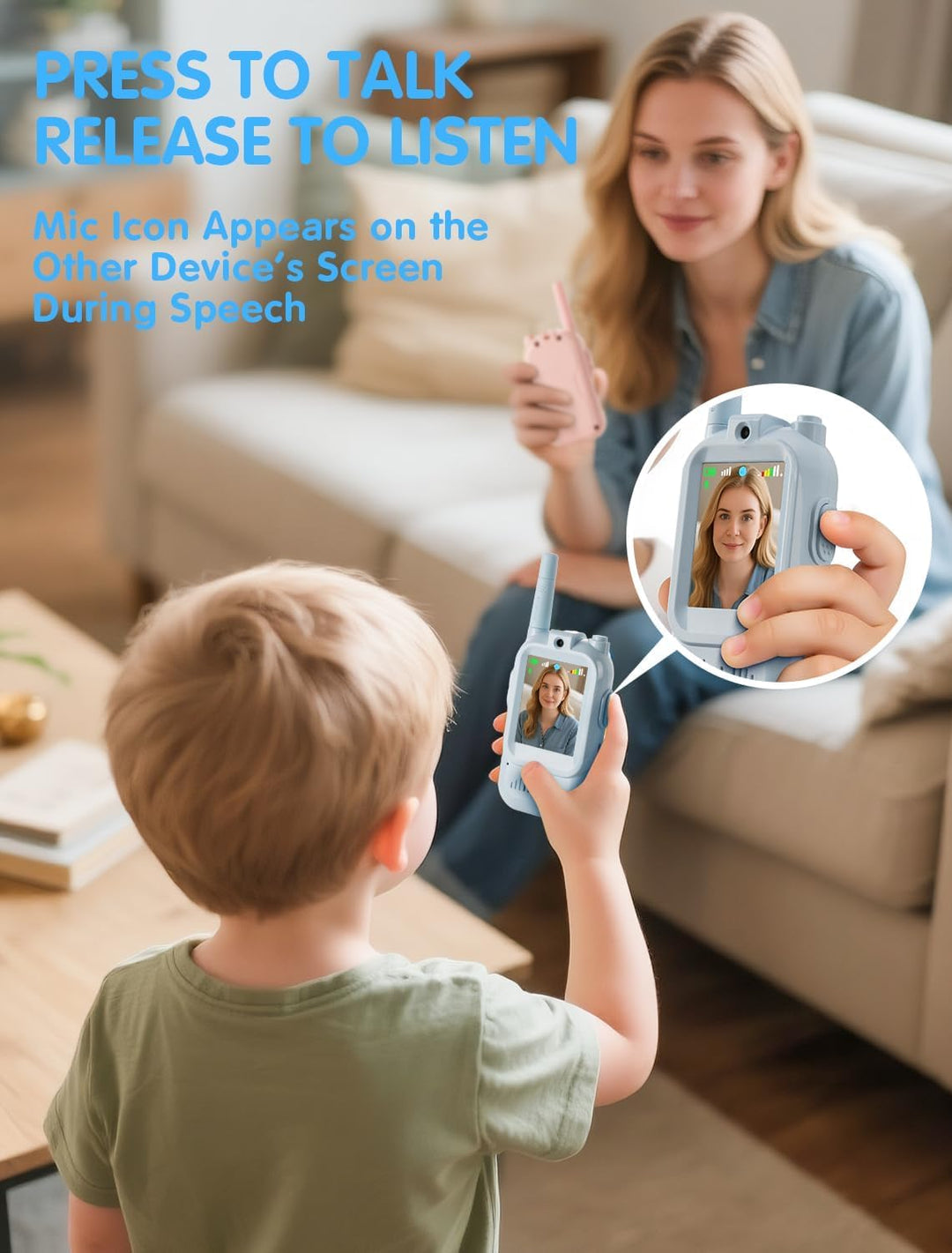 Walkie Talkie para niños con video: paquete de 2 juguetes recargabl...