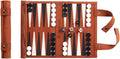 Travel Backgammon - Juego de mesa de cuero enrollable (marrón oscuro)
