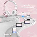 AIlIHEN Audífonos para Niños para Escuela con Micrófono Cableado, con conector 3.5 mm, Rosa Oro