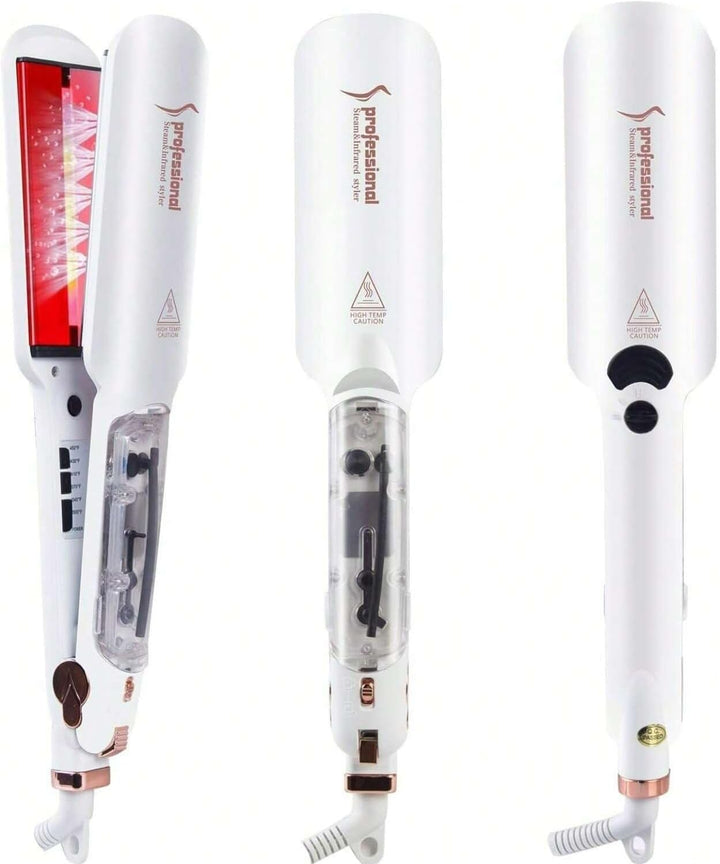 Plancha de pelo profesional de vapor, plancha plana de cerámica inf...
