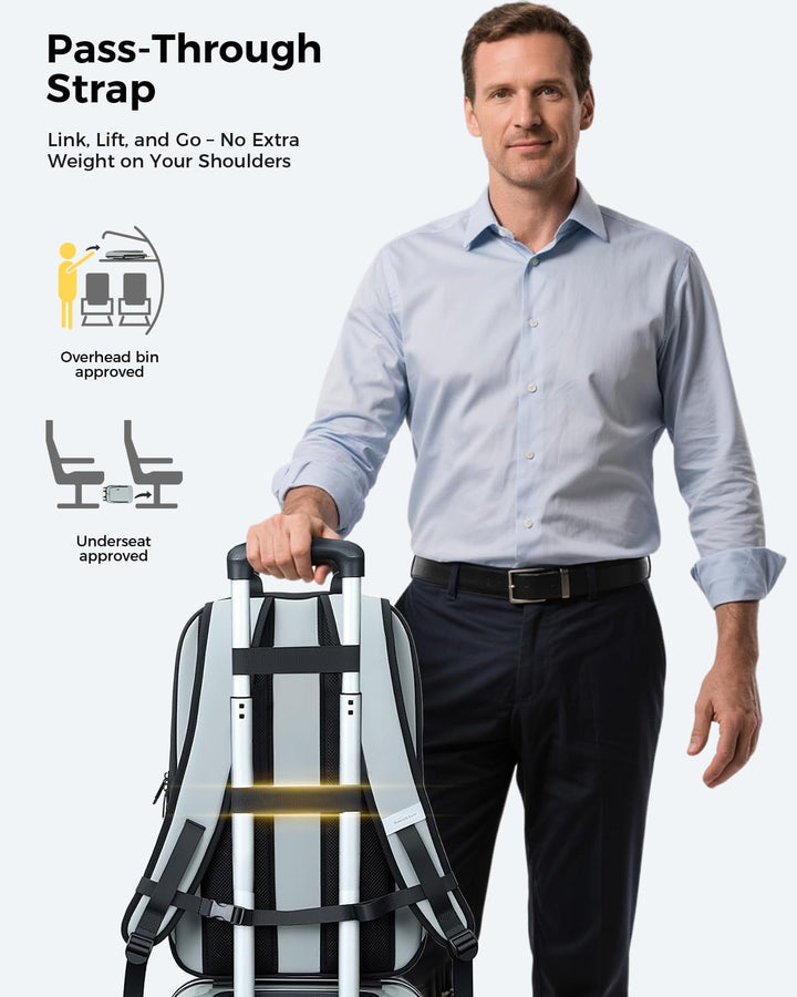 Lekespring Mochila delgada para laptop para hombre, Gris, 17,3 pulg.