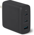 Amazon Basics Cargador de pared USB-C Nano GaN de carga rápida de 120 W, 3 puertos para portátiles, tabletas, teléfonos, tamaño compacto para viajes, negro