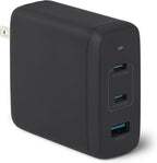 Amazon Basics Cargador de pared USB-C Nano GaN de carga rápida de 120 W, 3 puertos para portátiles, tabletas, teléfonos, tamaño compacto para viajes, negro