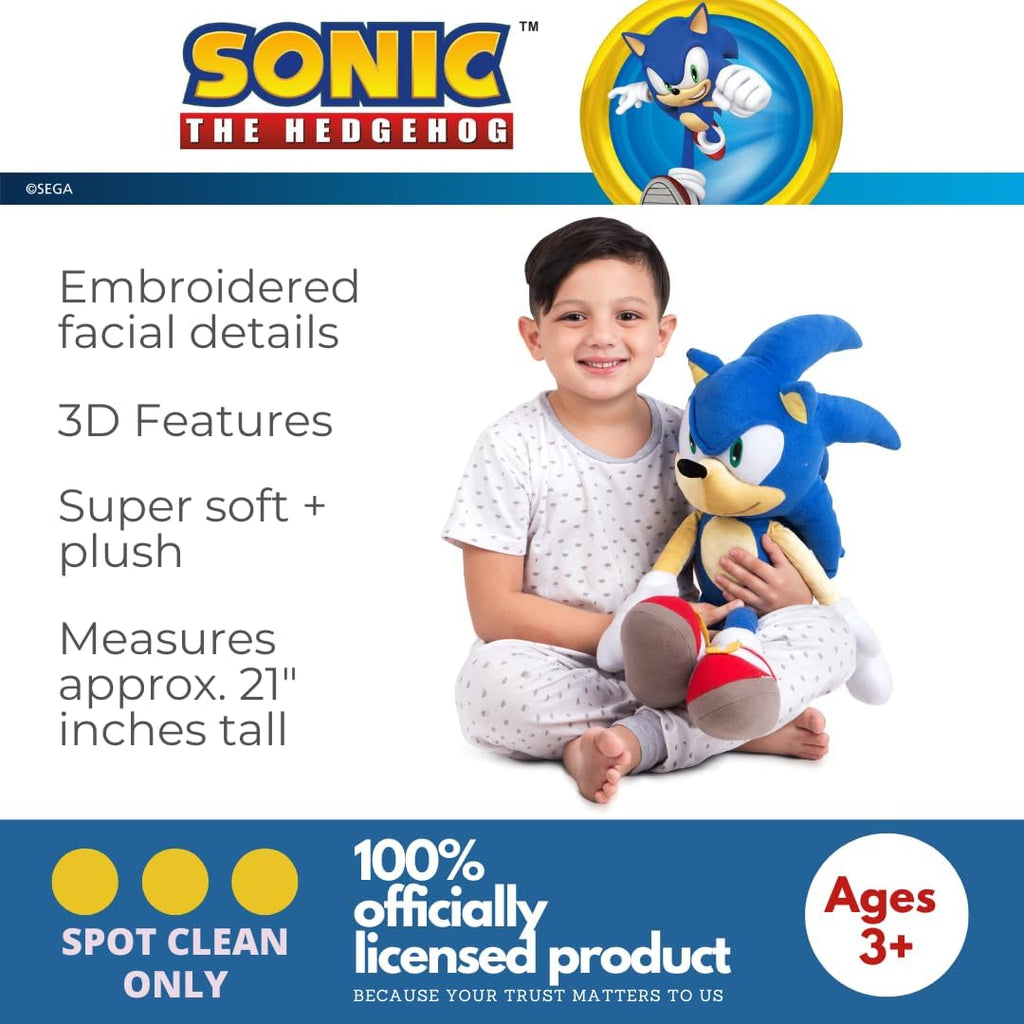 Sonic The Hedgehog Anime - Ropa de cama para niños, almohada de felpa súper suave, 22 pulgadas de alto, (producto oficial) por Franco