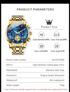 OLEVS Relojes para hombre, resistente al agua, de lujo, gran cara, reloj analógico de cuarzo de acero inoxidable, relojes de vestir analógicos para hombre, luminoso, multifuncional, reloj de hombre