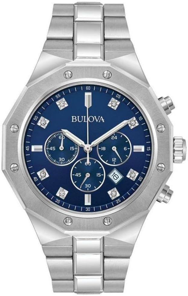 Bulova Cronógrafo clásico para hombre de acero inoxidable diamante