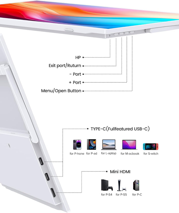 UPERFECT Monitor portátil 15.6", 125% sRGB 1080P Monitor portátil (...