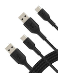 Belkin USB a USB C Braided Cable 2 Pack, 3.3ft iPhone Charger Cord