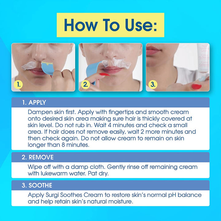 Surgiwax Crema depilatoria facial, removedor de vello para cara, tu...