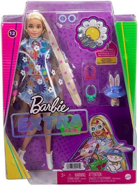 Barbie Muñeca extra y accesorios con pelo rubio extra largo con tra...