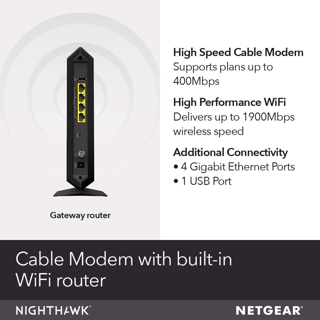 Netgear Nighthawk - Combo de módem de cable y enrutador