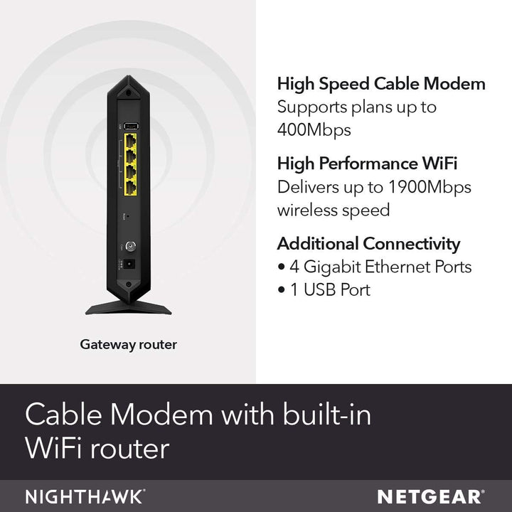 Netgear Nighthawk - Combo de módem de cable y enrutador