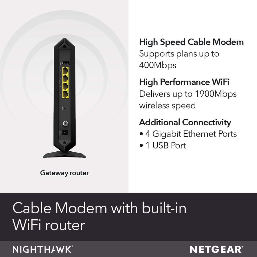 Netgear Nighthawk - Combo de módem de cable y enrutador