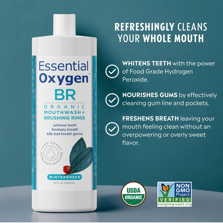 Essential Oxygen Enjuague bucal orgánico certificado BR, enjuague b...