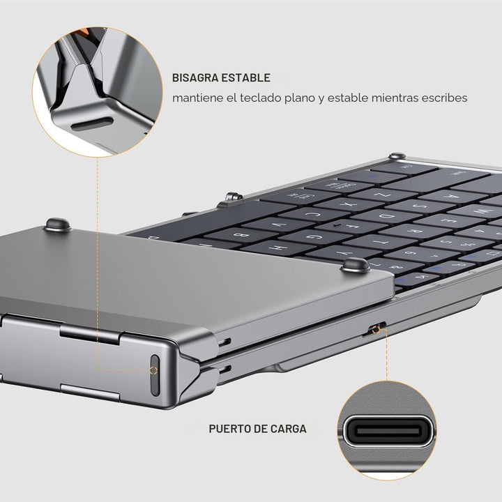 ProtoArc XK01 - Teclado Bluetooth plegable, teclado portátil inalám...