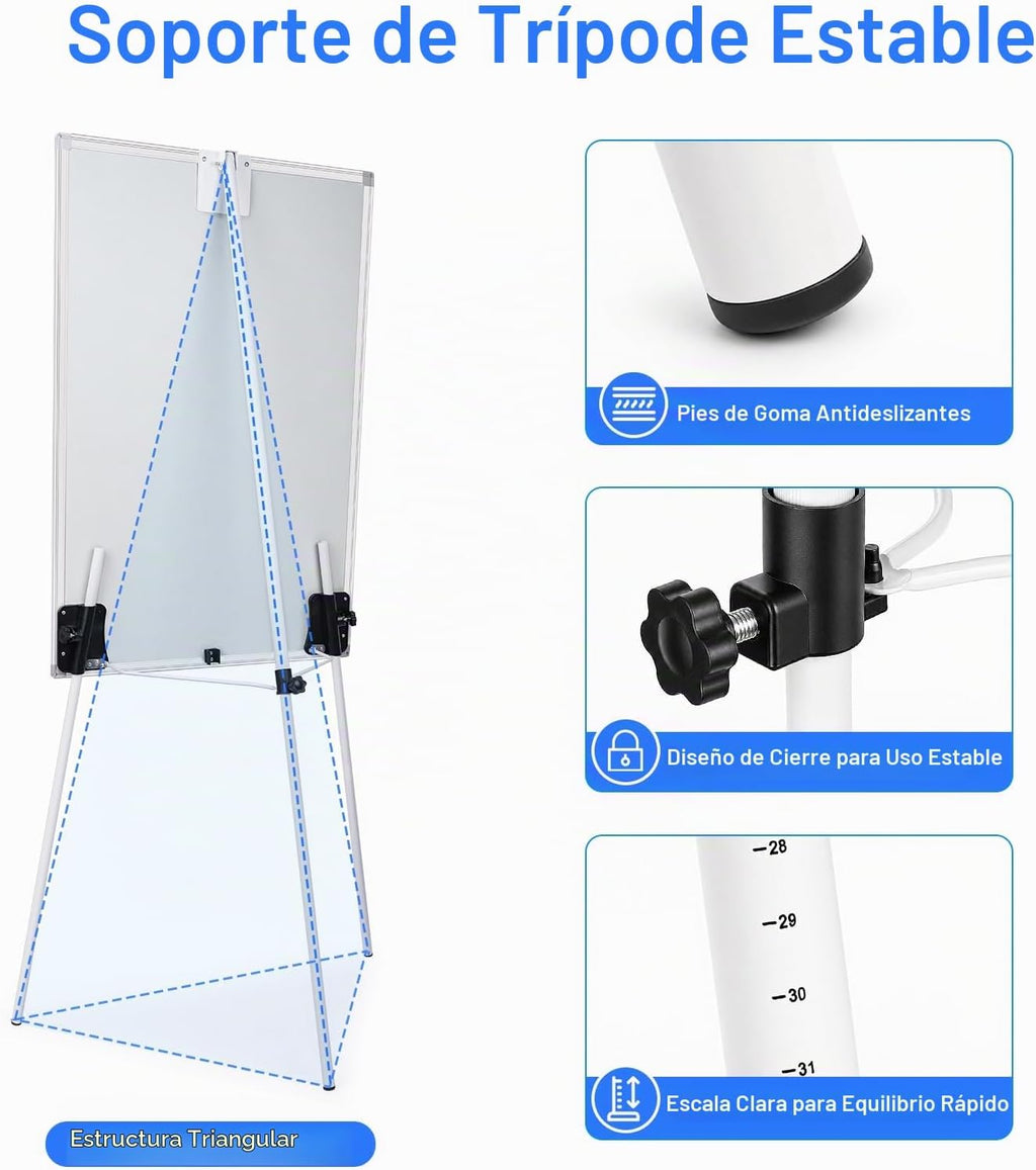 Maxtek Caballete pizarra blanca 36 x 24 pulgadas, trípode con altura