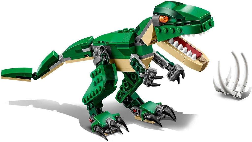 LEGO 31058 Creator Mighty Dinosaurs Juguete 3 en 1, modelo T. rex, figuras de dinosaurios triceratops y pterodáctilo, regalos para niños y niñas de 7 a 12 años