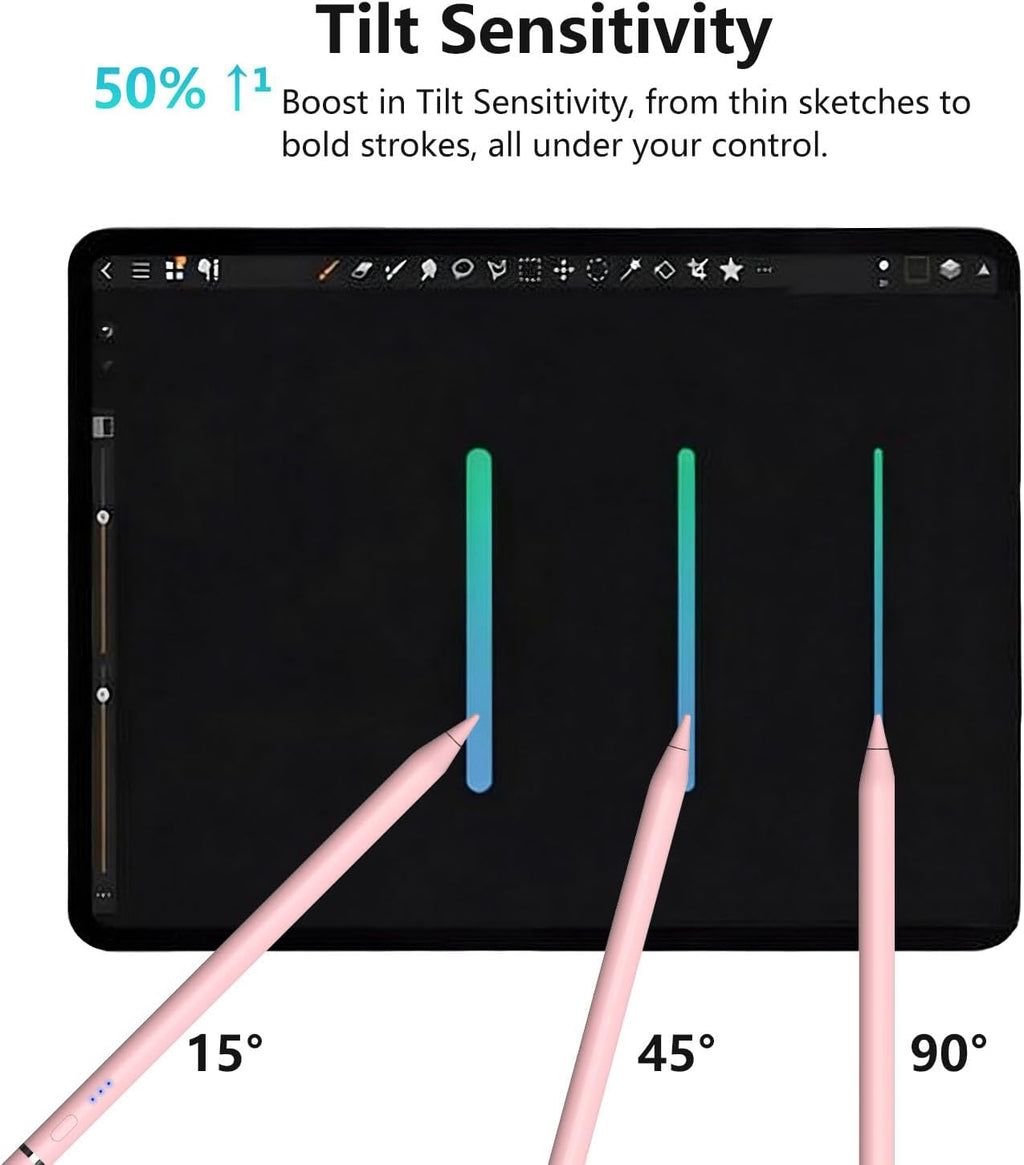Lápiz para iPad de 1ª generación para iPad, lápiz capacitivo para Apple Pencil de 2ª generación con sensibilidad de inclinación de carga magnética y rechazo de palma, lápiz para iPad Pro 11/12.9/13, Air, Mini rosa