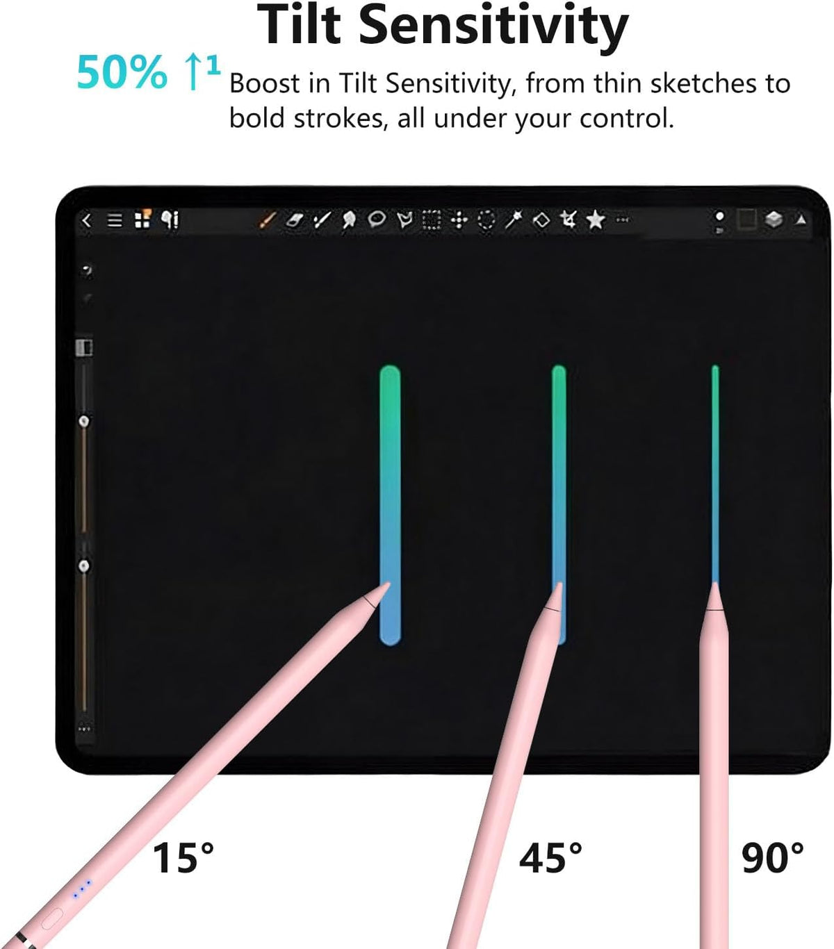 Lápiz para iPad de 1ª generación para iPad, lápiz capacitivo para Apple Pencil de 2ª generación con sensibilidad de inclinación de carga magnética y rechazo de palma, lápiz para iPad Pro 11/12.9/13, Air, Mini rosa