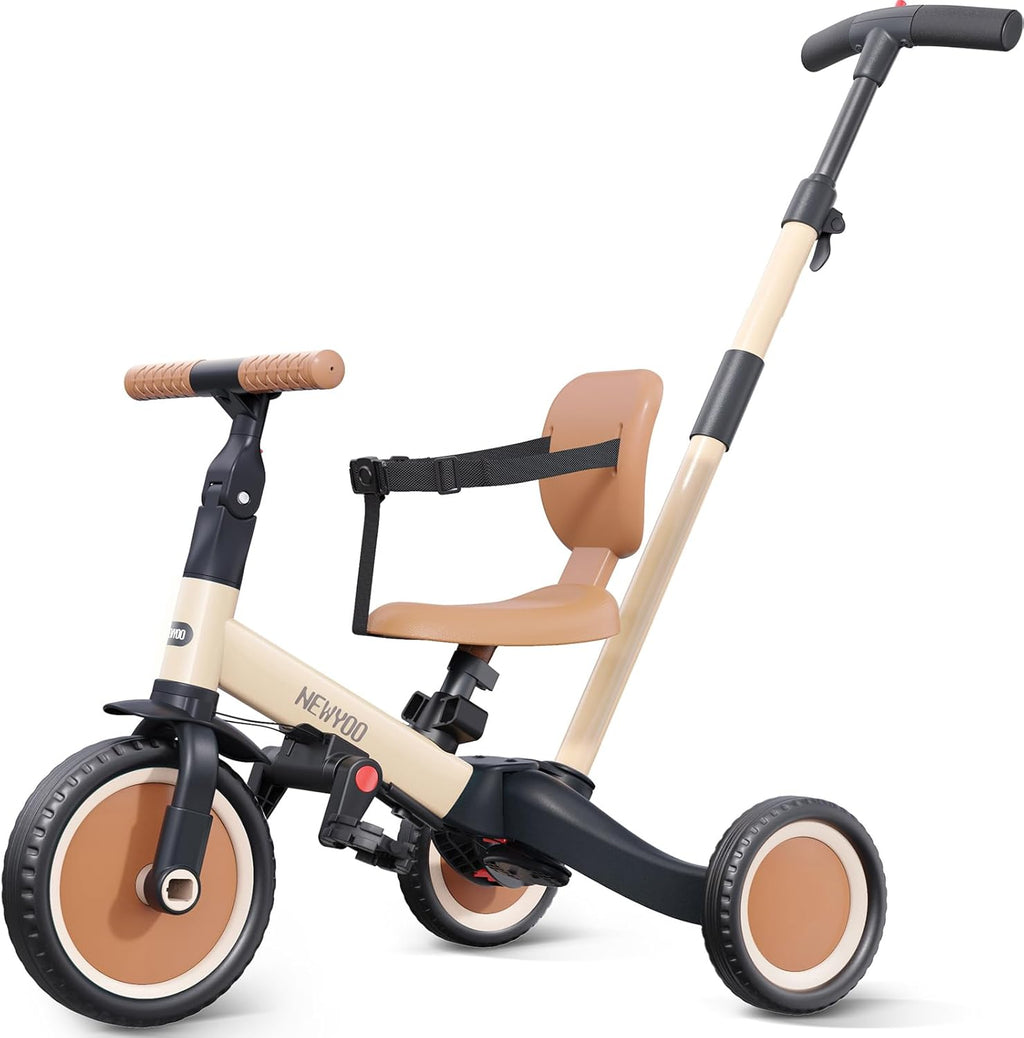 newyoo - Triciclo para niños pequeños con mango de empuje para niños de 1 a 3 años, bicicleta para niños pequeños, regalo de cumpleaños y juguete para niños y niñas, triciclo para niños 5 en 1