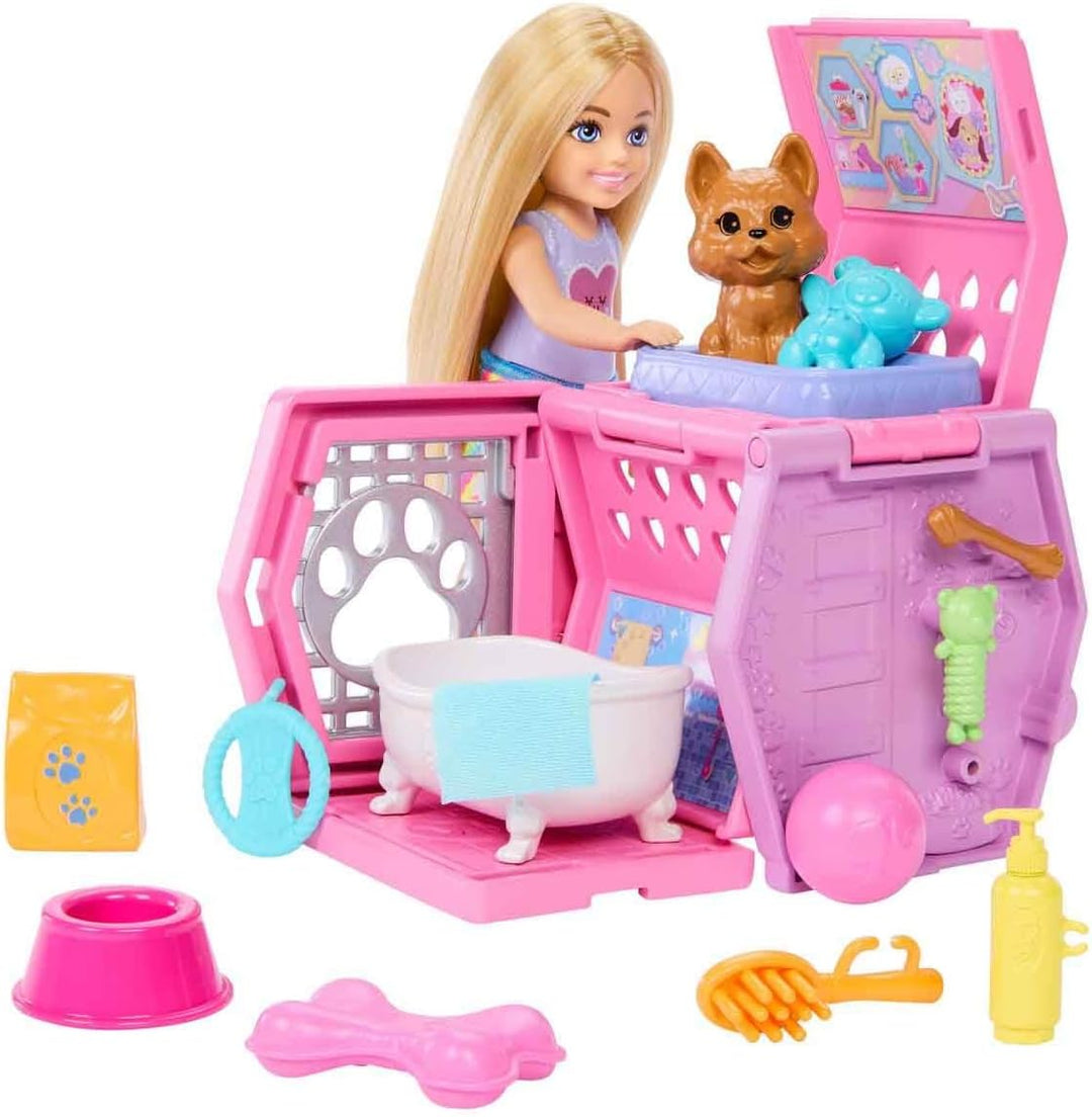 Barbie Chelsea - Juego de transporte para cachorros, muñeca pequeña...