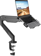 suptek - Soporte de escritorio para laptop, soporte de montaje para monitor y laptop totalmente ajustable para portátil de 13 a 18 pulgadas y pantalla de monitor de 17 a 35 pulgadas