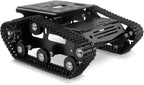 Kit de chasis de coche robot inteligente, chasis de tanque grande de metal completo con motores de 2WD para Arduino Raspberry Pi Jetson Python DIY Kit de aprendizaje de auto inteligente (negro, con motor de CC)