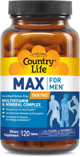 Country Life Max for Men Multivitamin: sin hierro, sin gluten, palm...