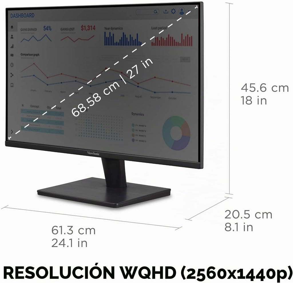 ViewSonic VA2715-2K-MHD Monitor de 27 pulgadas 1440p, pantalla LED...
