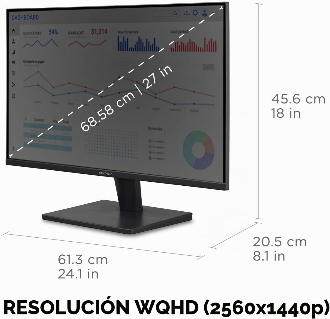ViewSonic VA2715-2K-MHD Monitor de 27 pulgadas 1440p, pantalla LED...