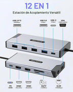 Docking Station USB C Hub Multiport adaptador Triple Display