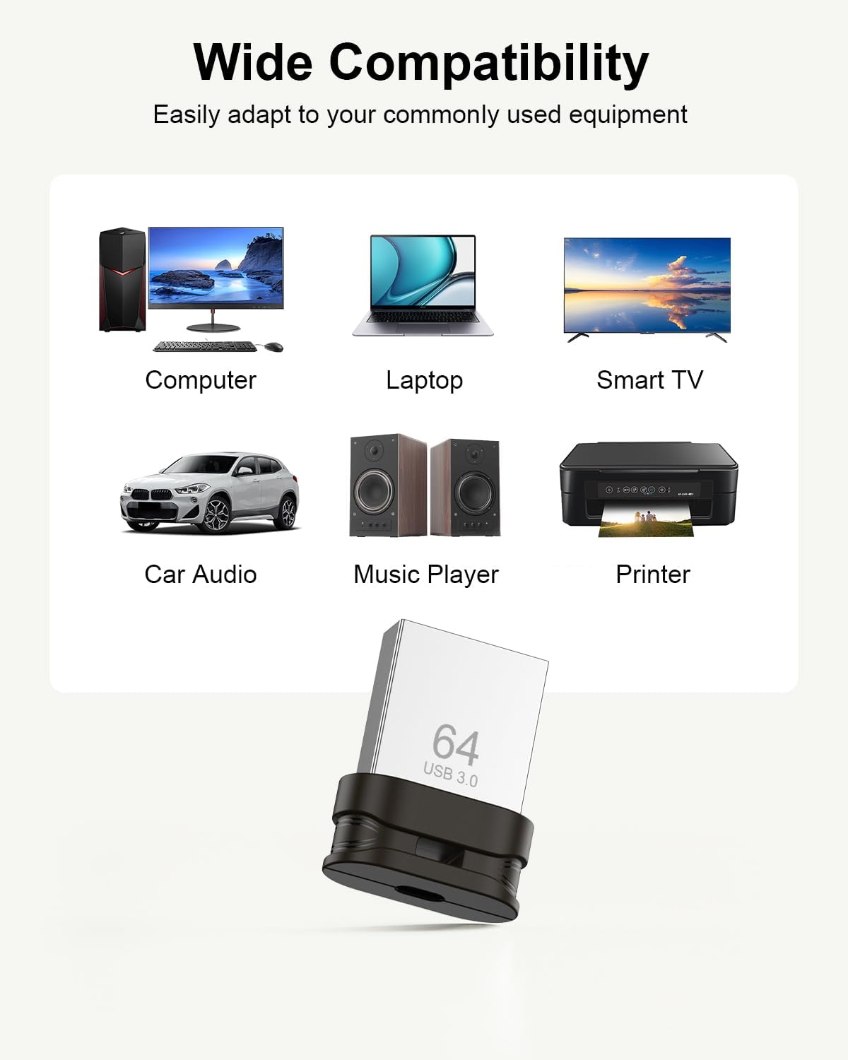 Unidad flash USB 3.0 de 64 GB, mini memoria impermeable con orifici...