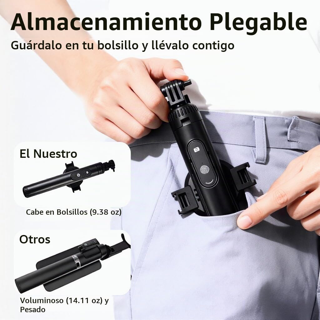 Trípode magnético universal para selfie stick con luz de relleno para
