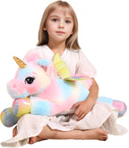 Peluche de unicornio arcoíris de 24 pulgadas con alas, suave y lindo juguete de peluche grande de unicornio, almohada de regalo para niños, niñas y niños, cumpleaños, día de San Valentín y