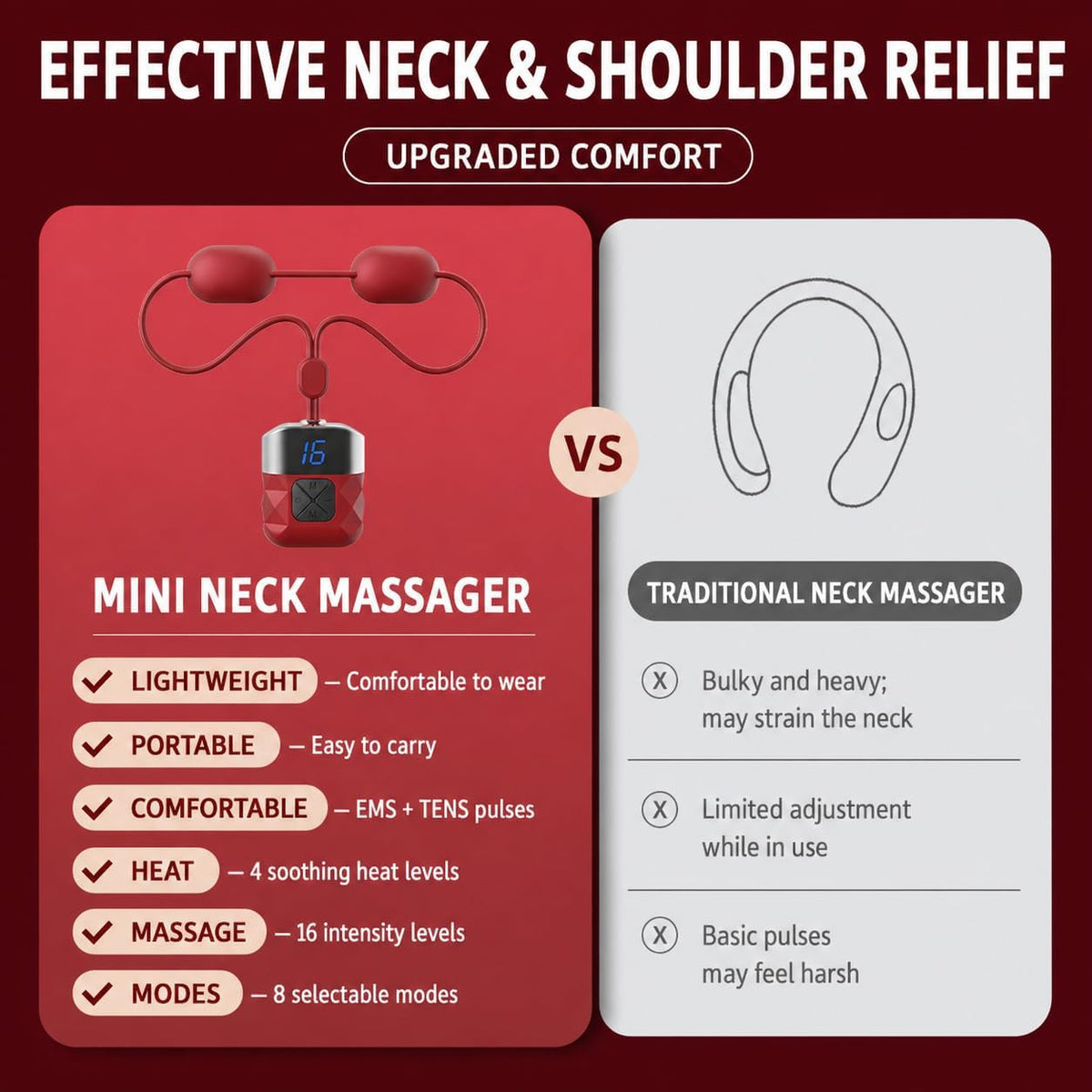 Masajeador de cuello portátil con calor