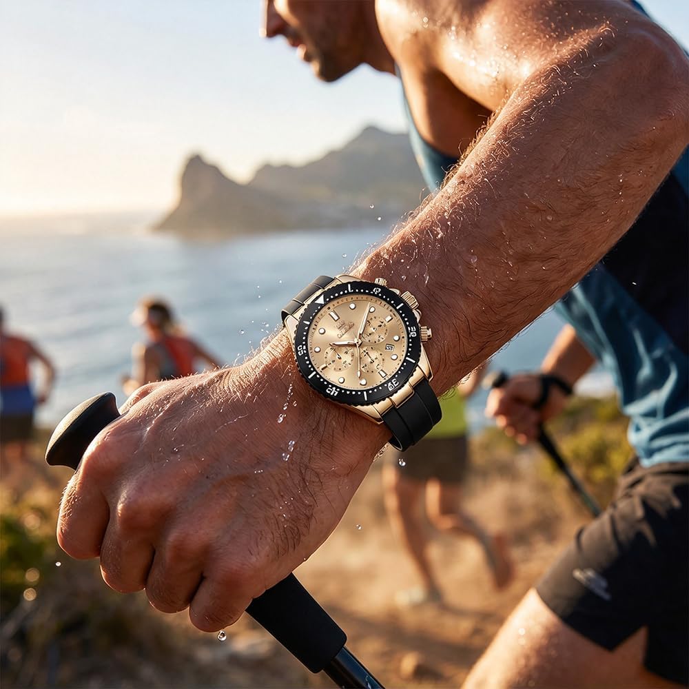 OLEVS Relojes para hombres con correa negra, Reloj cronógrafo profesional para hombres