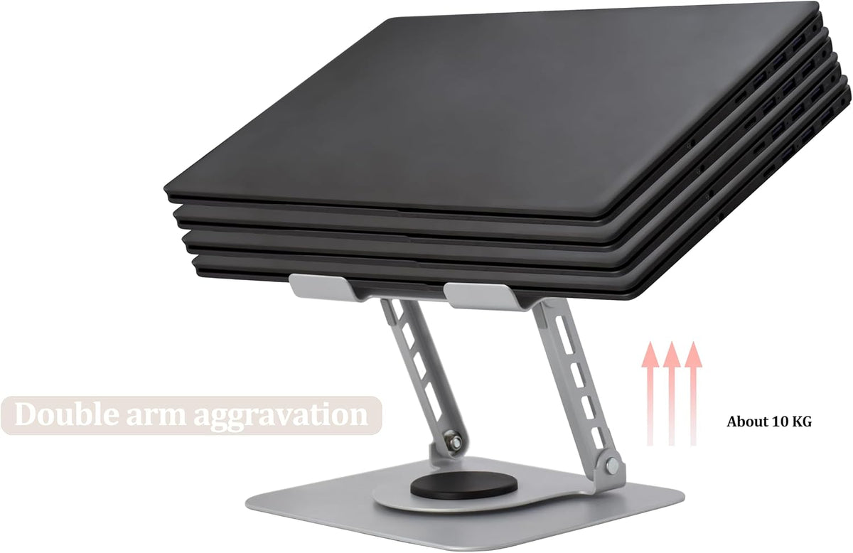 Soporte ergonómico para laptop, diseño ergonómico y ángulo ajustable, plegable para laptops, portátiles de hasta 17.3 pulgadas (plateado)