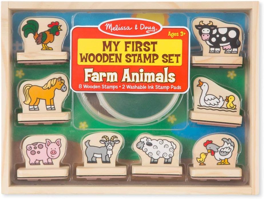 Melissa & Doug Mi primer juego de sellos de madera - Animales de granja