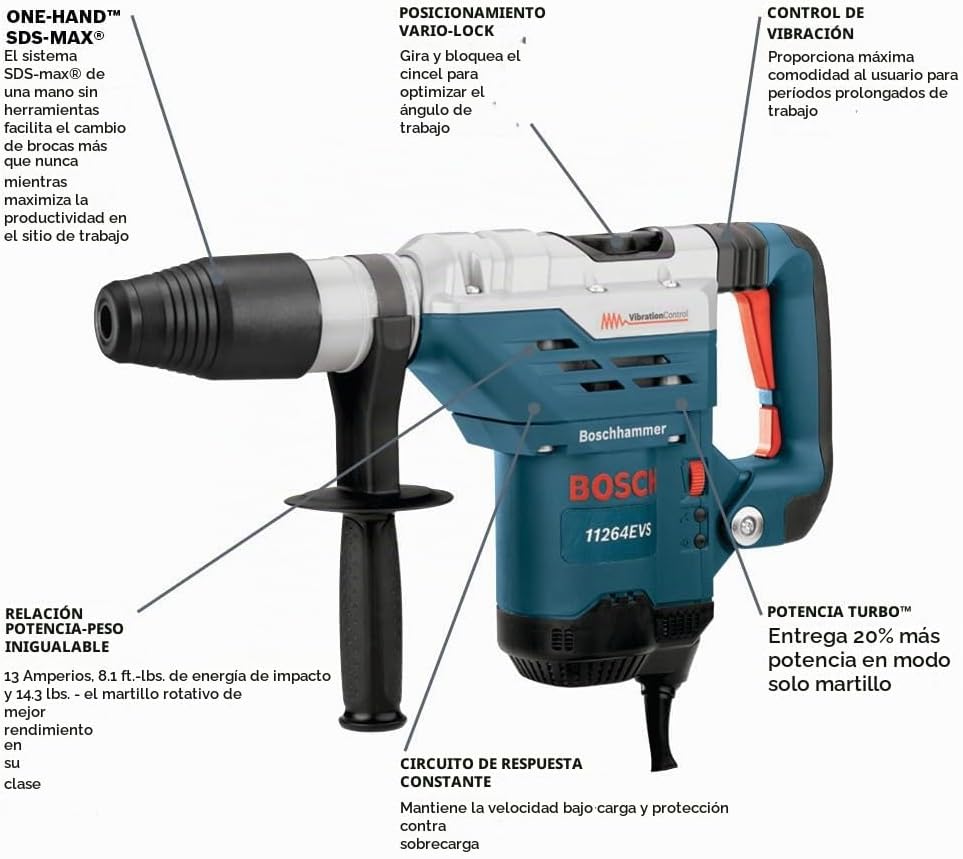 BOSCH 13.0 Amp 11264EVS SDS-max 1-5/8 en. Combination Hammer