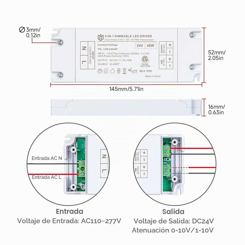 BTF-LIGHTING Fuente de alimentación regulable con certificación ETL de