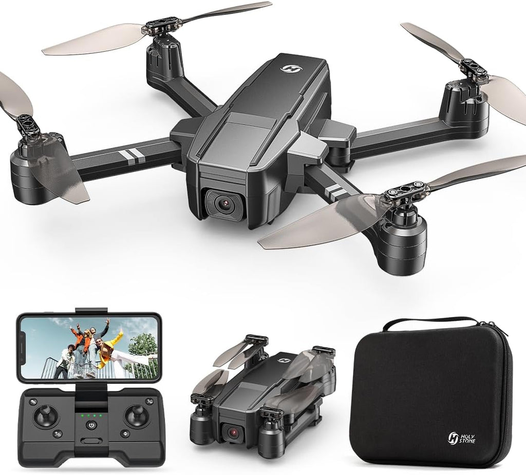 Holy Stone HS440 Drone FPV plegable con cámara WiFi 1080P para adultos principiantes y niños; control de gestos de voz RC Quadcopter con batería modular para largo tiempo de vuelo, vuelo automático, estuche de transporte