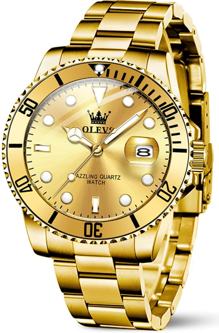 OLEVS Relojes de Lujo para Hombres, Gran Acero Inoxidable, Cuarzo Analógico, Resistente al Agua