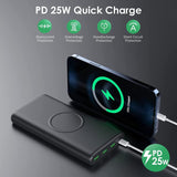 Cargador portátil inalámbrico, 33800 mAh, 15 W, carga inalámbrica r...