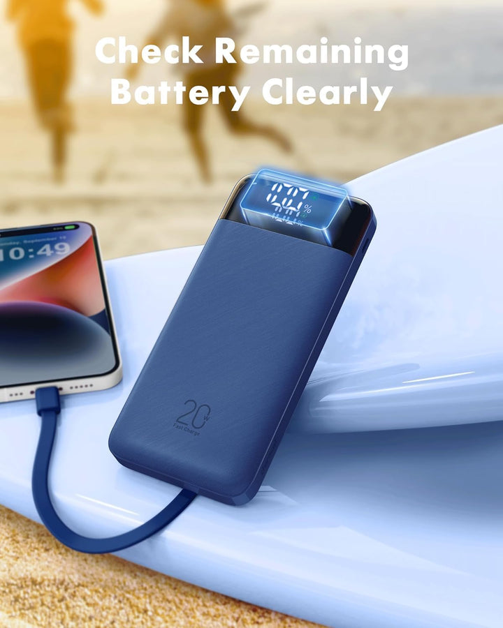 Charmast Cargador portátil de 20000mAh con cables incorporados, ban...