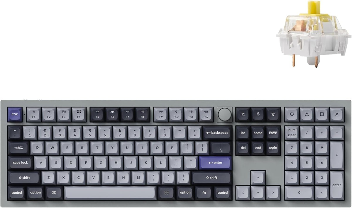 Keychron Q6 Pro Teclado mecánico inalámbrico Bluetooth de aluminio completo, perilla programable QMK/VIA de tamaño completo, botón programable KSA de doble disparo PBT Keycap Interruptor de plátano